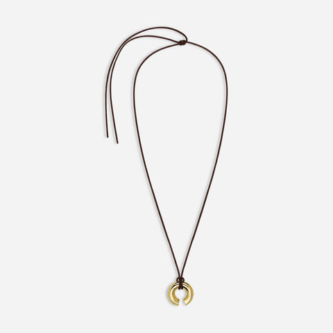 Lederband mit rundem Anhänger | Gold